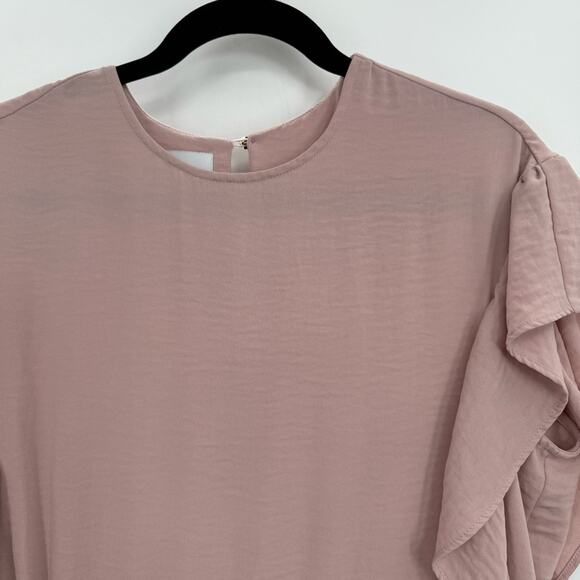 Sabina musayev Ruffled Pink mini Dress Short sleeve tie waist small sundress S - Picture 3 of 7